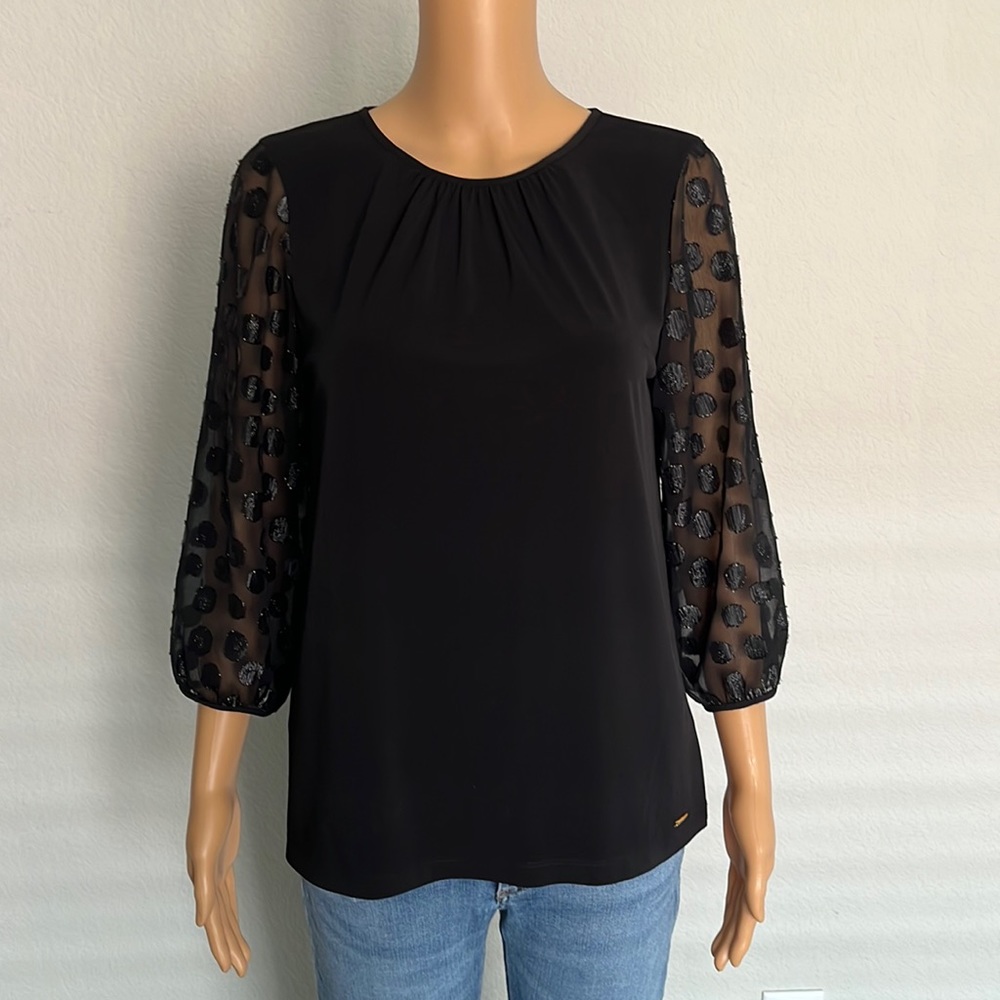 NWT Calvin Klein fancy black blouse
